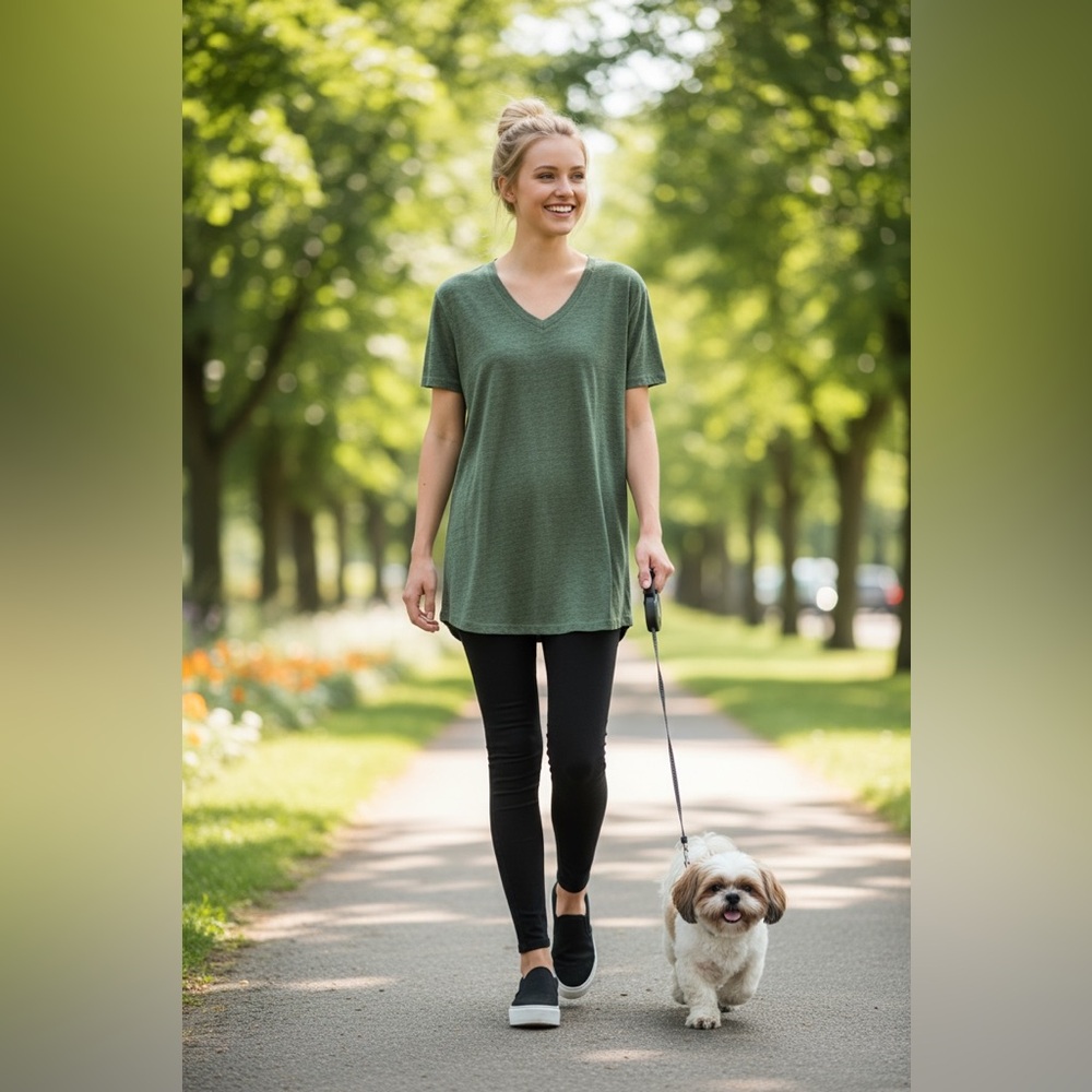 Buckle Black Women's Minimalist Heather Green V-Neck Short Sleeve ChicTop Size M - Picture 2 of 10